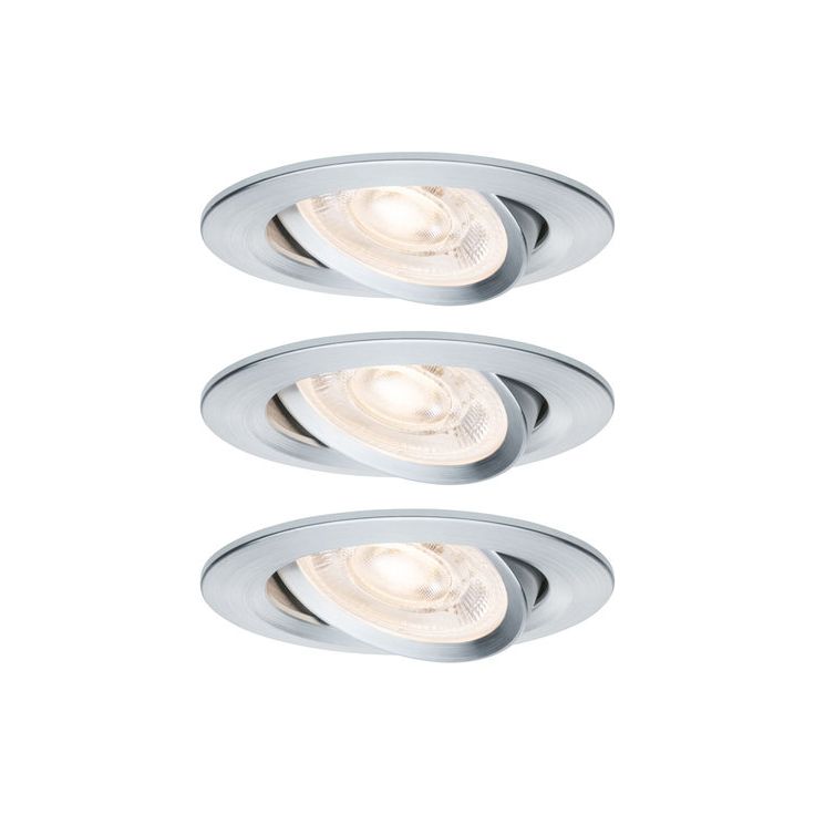 LED-alasvalosetti Paulmann Nova, Ø84mm, GU10, 3x4.9W, 3x550lm, 2700K, kolmiportaisesti himmennettävä, suunnattava, alumiini