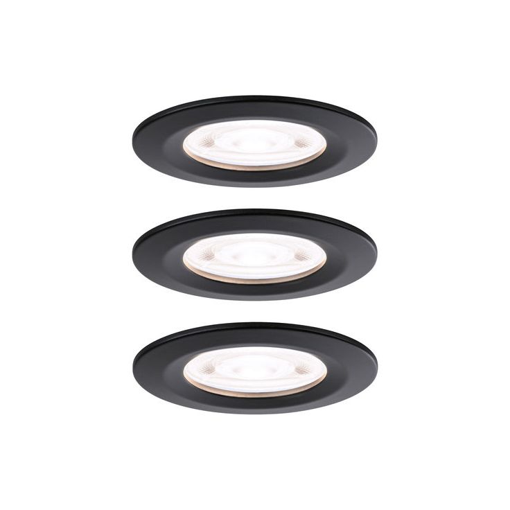 LED-alasvalosetti Paulmann Nova, Ø78mm, GU10, IP44, 3x4.9W, 3x550lm, 4000K, mattamusta