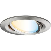 Upotettava LED-valaisin Paulmann Nova Plus Coin, Smart Home Zigbee 3.0, Ø84mm, säädettävä värilämpötila, himmennettävä, harjattu rauta