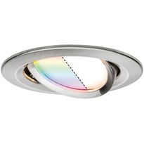 Upotettava LED-valaisin Paulmann Nova Plus Coin, Smart Home Zigbee 3.0, Ø84mm, RGBW+, himmennettävä, harjattu rauta