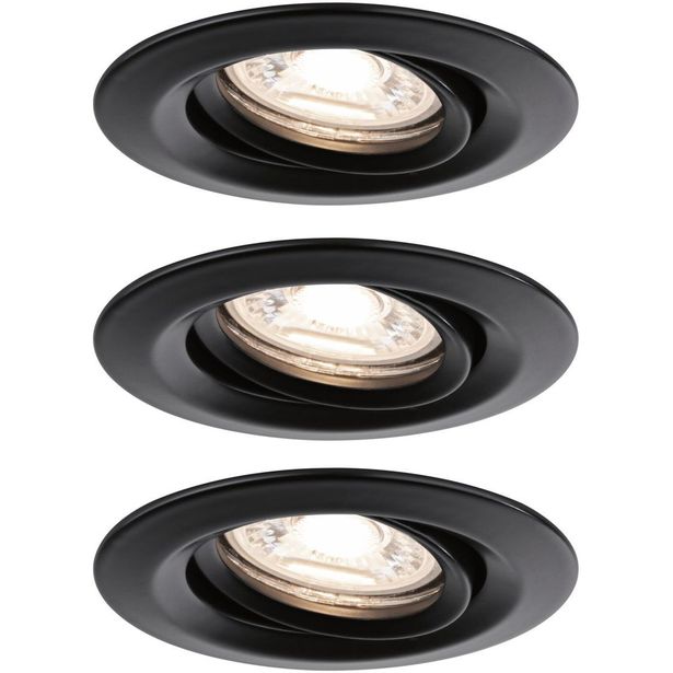 Upotettava LED-valaisin Paulmann Nova Mini Coin, 3kpl, Ø66mm, 4W, 310lm, 2700K, mattamusta