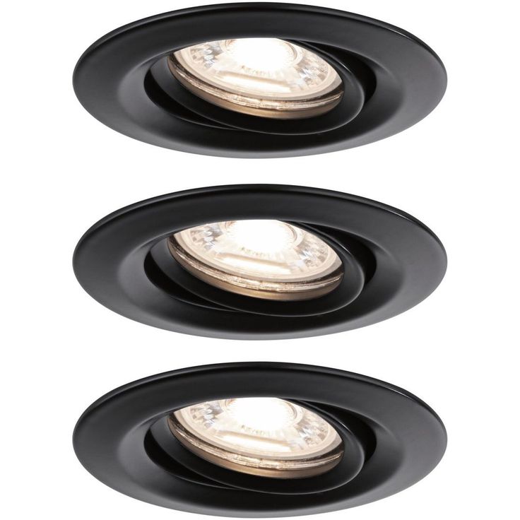 Upotettava LED-valaisin Paulmann Nova Mini Coin, 3kpl, Ø66mm, 4W, 310lm, 2700K, mattamusta