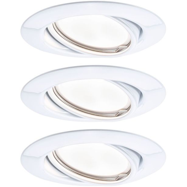 Upotettava LED-valaisin Paulmann Base, 3kpl, Ø 90mm, GU10, 5W, 350lm, 3000K, valkoinen