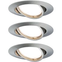 Upotettava LED-valaisin Paulmann Base Coin, 3kpl, Ø90mm, 5W, 370lm, 3000K, himmennettävä, harjattu rauta