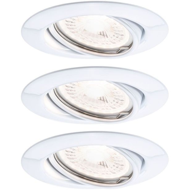 Upotettava LED-valaisin Paulmann Base, 3kpl, Ø90mm, GU10, 5W, 350lm, 3000K, himmennettävä, valkoinen
