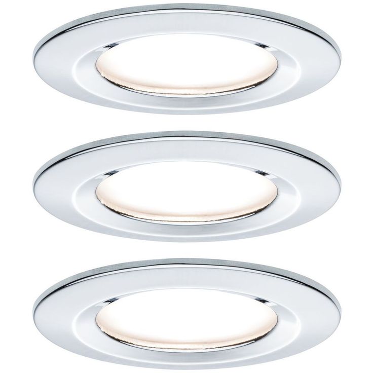 Upotettava LED-valaisin Paulmann Nova Coin Rigid, 3kpl, IP44, Ø78mm, 6W, 470lm, 2700K, kromi