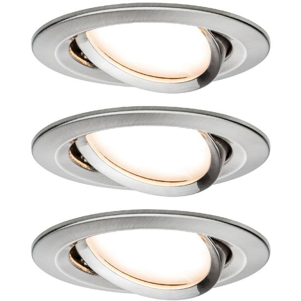 Alasvalosetti Paulmann Nova, Ø84mm, himmennettävä, suunnattava, harjattu teräs