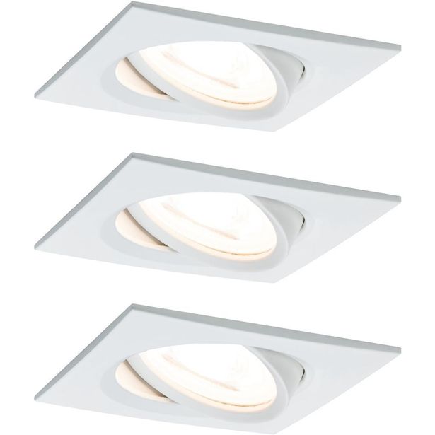 Upotettava LED-valaisin Paulmann Nova Coin, 3kpl, 84x84mm, 6W, 470lm, 2700K, himmennettävä, mattavalkoinen