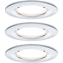 Upotettava LED-valaisin Paulmann Nova Coin Rigid, 3kpl, IP44, Ø78mm, 6W, 470lm, 2700K, himmennettävä, kromi