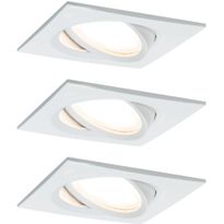 Upotettava LED-valaisin Paulmann Nova Plus Coin, 3kpl, 84x84mm, 6W, 470lm, 2700K, himmennettävä, mattavalkoinen