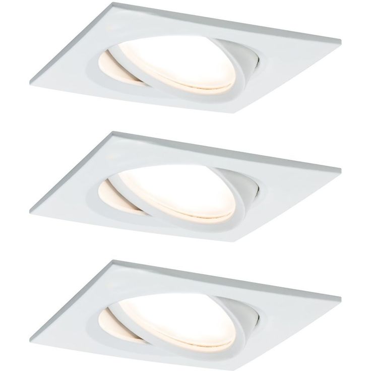 Upotettava LED-valaisin Paulmann Nova Plus Coin, 3kpl, 84x84mm, 6W, 470lm, 2700K, himmennettävä, mattavalkoinen