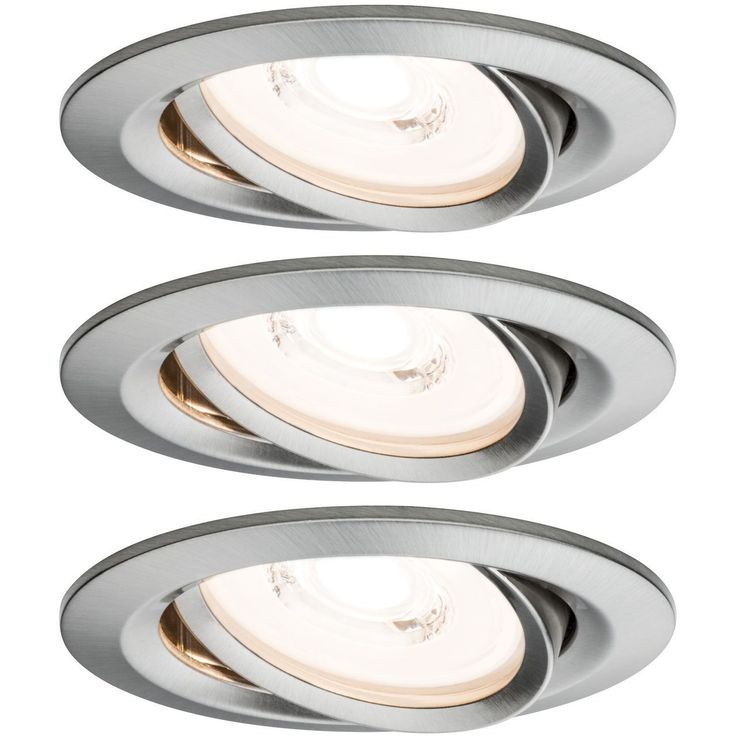 Upotettava LED-valaisin Paulmann Premium Coin, 3kpl, Ø84mm, 6.3W, 430lm, 2700K, himmennettävä, harjattu rauta