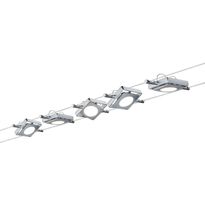 LED-vaijerivalaisinsetti Paulmann MacLED Basic, 2700K, viisi valaisinta, mattakromi