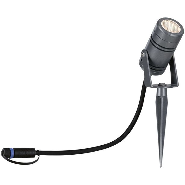 LED-puutarhaspotti Paulmann Plug & Shine Radon, IP65, 3000K, harmaa