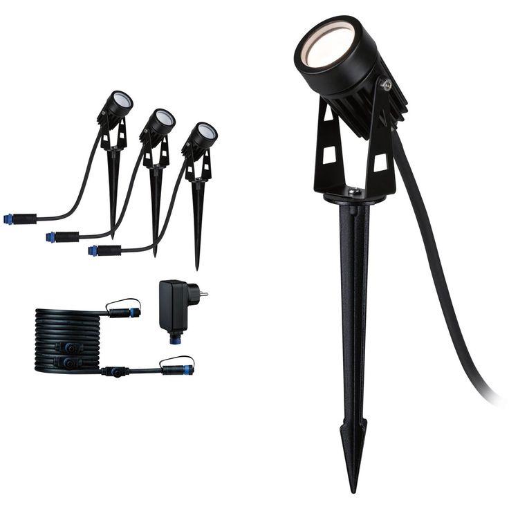 LED-puutarhaspotti Paulmann Plug & Shine maapiikki IP65 3000K 3.5W 21VA musta, 3kpl/pkt