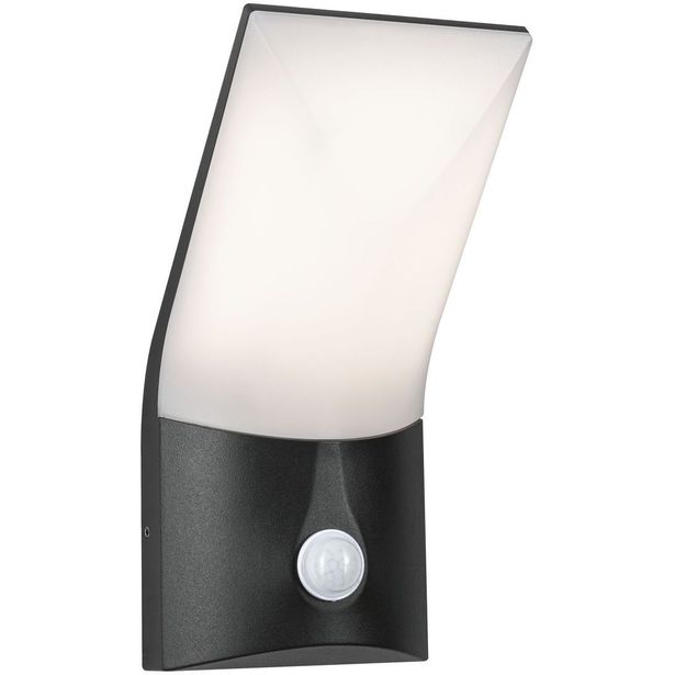 LED-ulkoseinävalaisin liiketunnistimella Paulmann Adya, IP44, 12x12.8cm, 3000K, antrasiitti