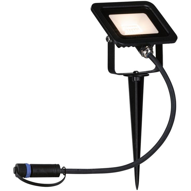 LED-puutarhaspotti Paulmann Plug & Shine Fluter, IP65, 3000K, 6,8W, musta