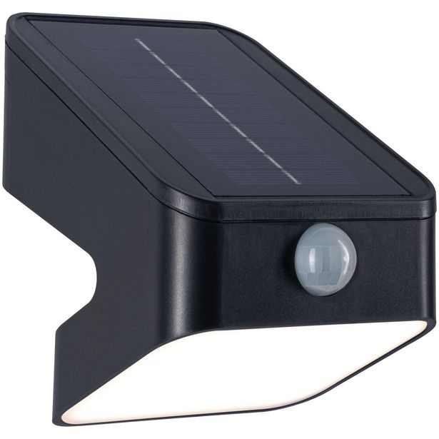 Aurinkokennoseinävalaisin Paulmann Lesly 113x126mm USB-ladattava hämäräohjattu liiketunnistin IR IP65 3000K 5.5W 400lm antrasiitti