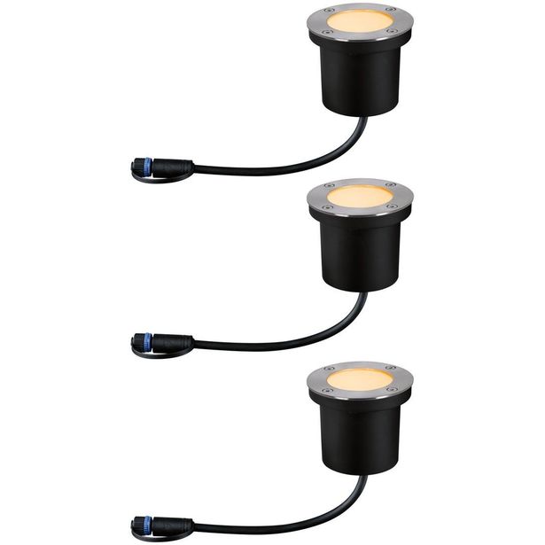 LED-terassivalaisinsarja Paulmann Plug & Shine Floor, IP67, 2200K, 3x4.5W, antrasiitti