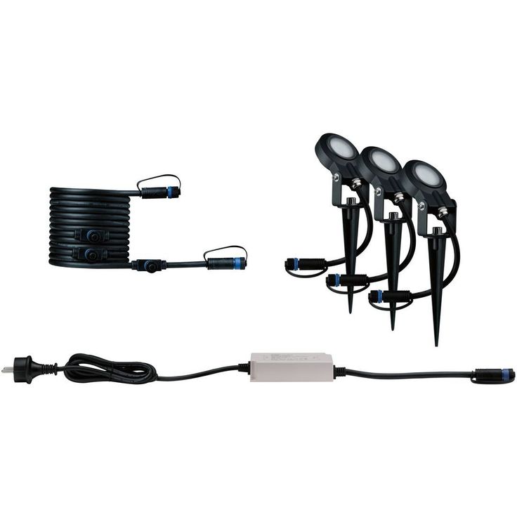 LED-puutarhaspottisarja Paulmann Plug & Shine Sting, IP67, 2200K, 3x6.3W, antrasiitti