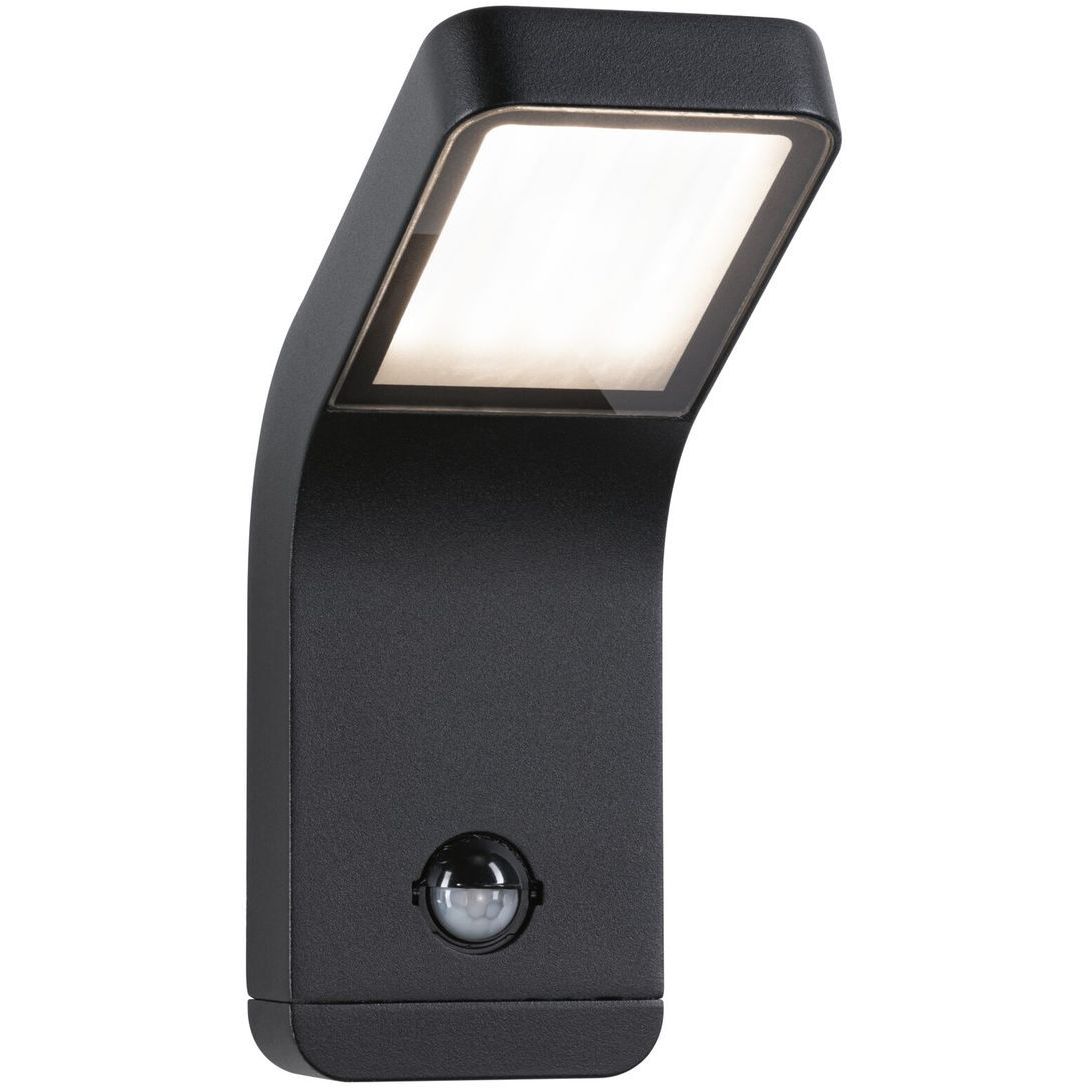LED-ulkoseinävalaisin liiketunnistimella Paulmann Kulma, IP44, 3000K, korroosionkestävä, antrasiitti