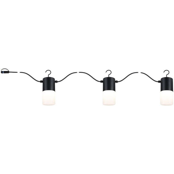 LED-valoketju Paulmann Plug & Shine Tubs, IP44, 3000K, 3x2W, antrasiitti