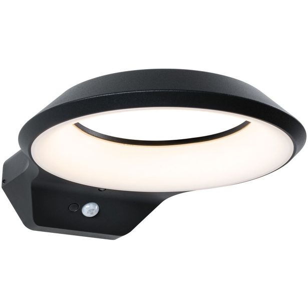 LED-ulkoseinävalaisin liiketunnistimella Paulmann Anela, IP44, 3000K, antrasiitti