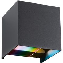 LED-ulkoseinävalaisin Paulmann Cybo, Smart Home Zigbee 3.0, IP44, 10x10cm, RGBW+, antrasiitti