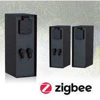 Pistorasiatolppa Paulmann Plug &amp; Shine Rio Zigbee, IP44, muuntajalla, 2 pistorasiaa, antrasiitti