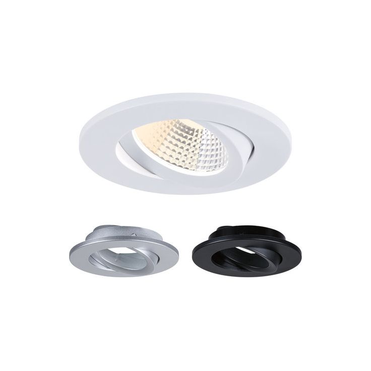 LED-alasvalo Paulmann Viona, IP65, 6W, 520lm, 2700 - 4000K, suunnattava, sis. 3kpl vaihdettavaa kehikkoa, mattamusta, mattavalkoinen, mattakromi