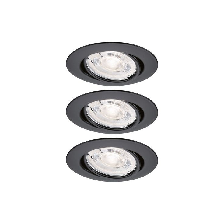 LED-alasvalosetti Paulmann Base, GU10, 3x4.9W, 3x550lm, 2700K, himmennettävä, suunnattava, mattamusta