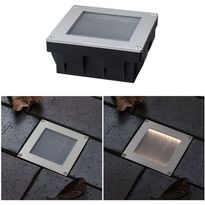 LED-maavalaisin aurinkokennolla Paulmann Sorea, IP67, 100x100mm, 3000K, 0.1W, 6lm, 3.7V, hämäräkytkimellä, ABS/polykarbonaatti/ruostumaton teräs