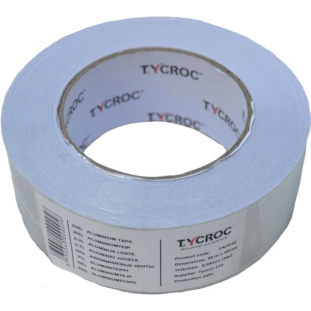 Alumiiniteippi Tycroc, 50m x 45mm, 70 mikrometriä