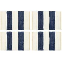 Tabletit 4 kpl chindi-raita sininen ja valkoinen 30x45cm