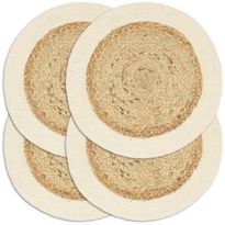 Tabletit 4 kpl luonnollinen 38 cm pyöreä juutti ja puuvilla