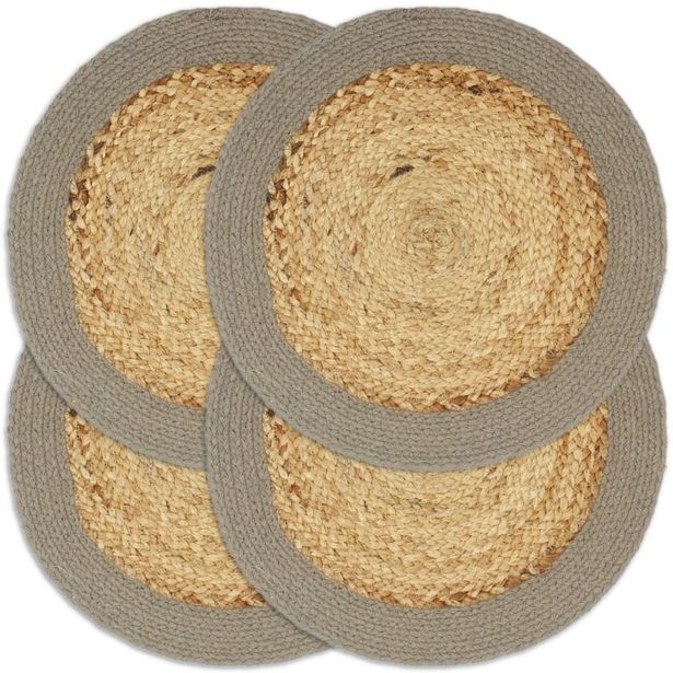 Tabletit 4 kpl luonnollinen/harmaa 38 cm juutti ja puuvilla_1