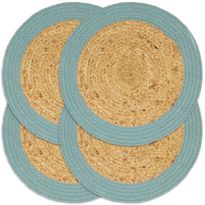 Tabletit 4 kpl luonnollinen/vihreä 38 cm juutti ja puuvilla
