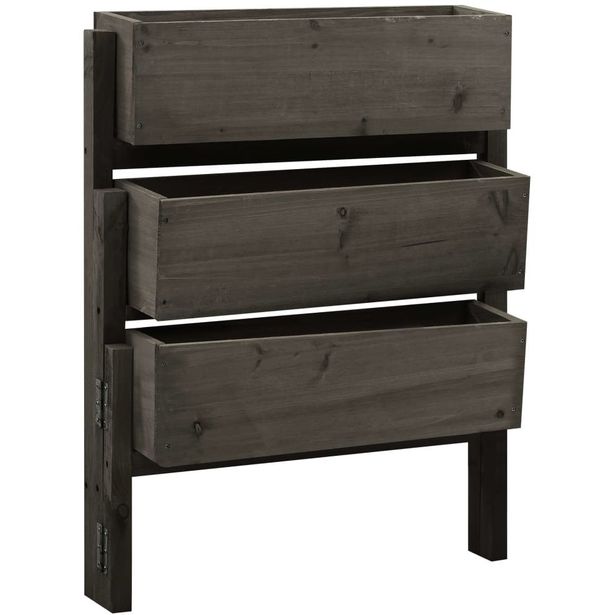 Taitettava kukkalaatikko harmaa 60x14x75 cm täysi kuusi_1