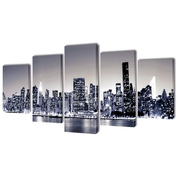 Taulusarja new york taivaanranta mustavalkoinen 100 x 50 cm_1