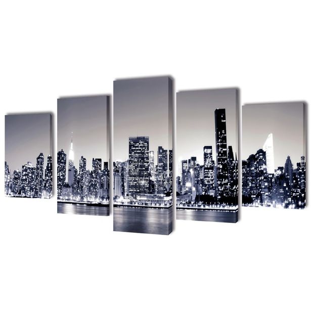 Taulusarja new york taivaanranta mustavalkoinen 200 x 100 cm_1