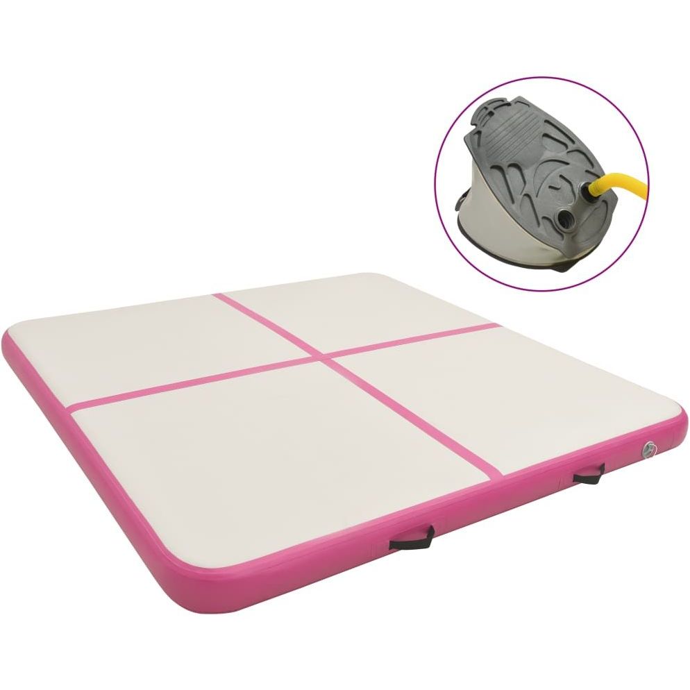 Täytettävä voimistelumatto pumpulla 200x200x20 cm PVC pinkki