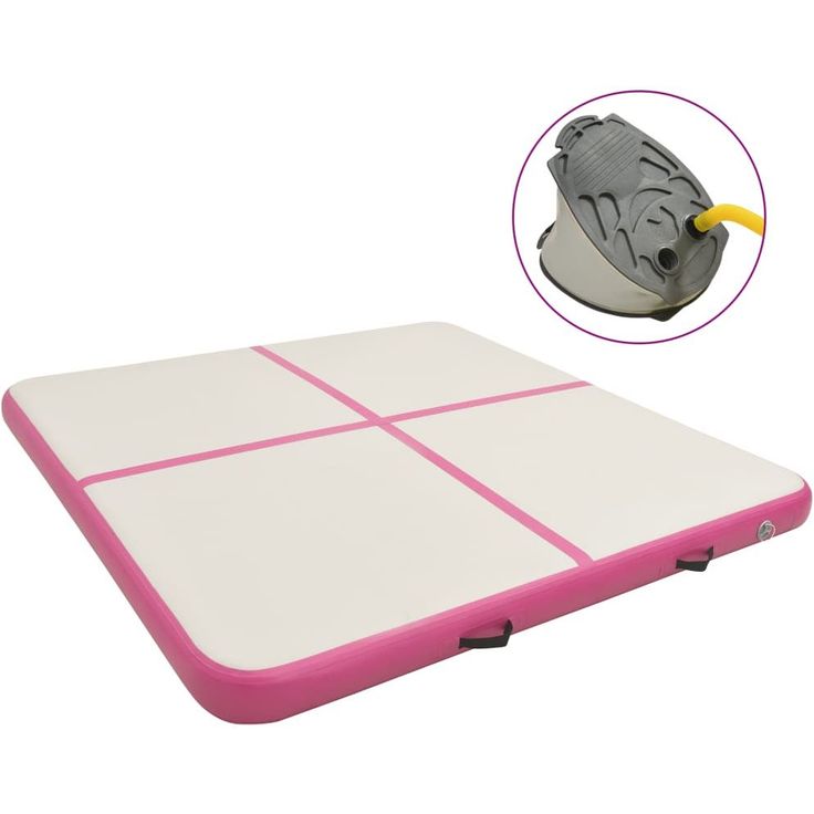 Täytettävä voimistelumatto pumpulla 200x200x20 cm PVC pinkki