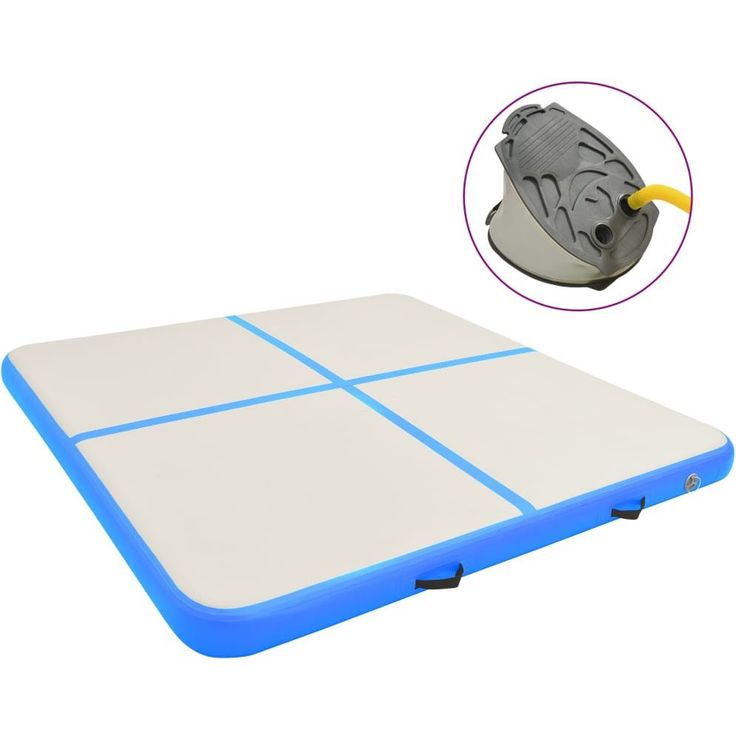 Täytettävä voimistelumatto pumpulla 200x200x20cm PVC sininen