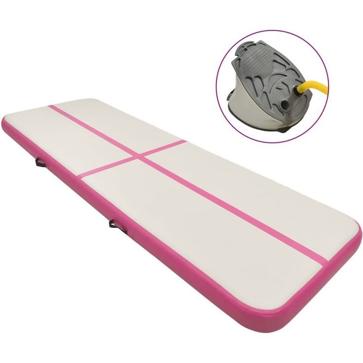 Täytettävä voimistelumatto pumpulla 300x100x15 cm PVC pinkki