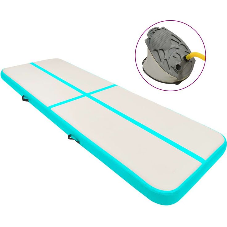 Täytettävä voimistelumatto pumpulla 400x100x15 cm PVC vihreä