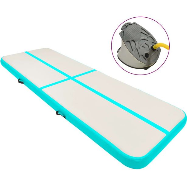 Täytettävä voimistelumatto pumpulla 500x100x20 cm PVC vihreä