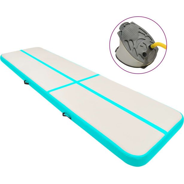 Täytettävä voimistelumatto pumpulla 600x100x20 cm PVC vihreä