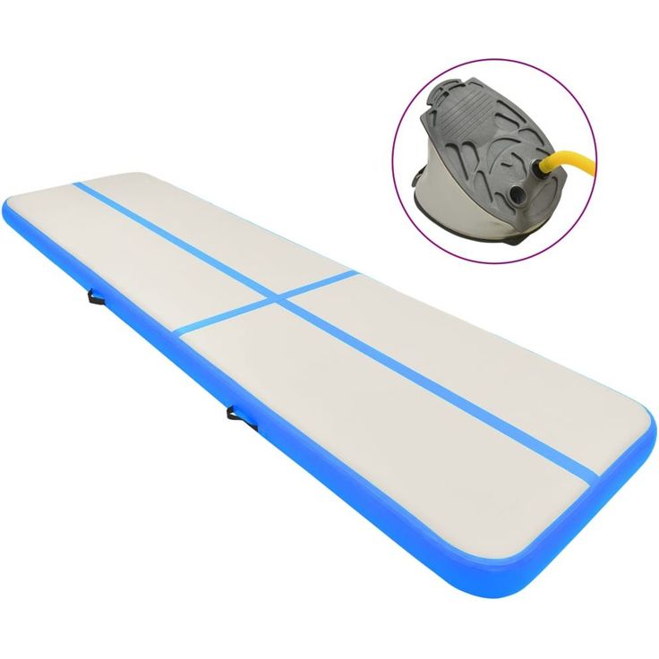 Täytettävä voimistelumatto pumpulla 700x100x15cm PVC sininen