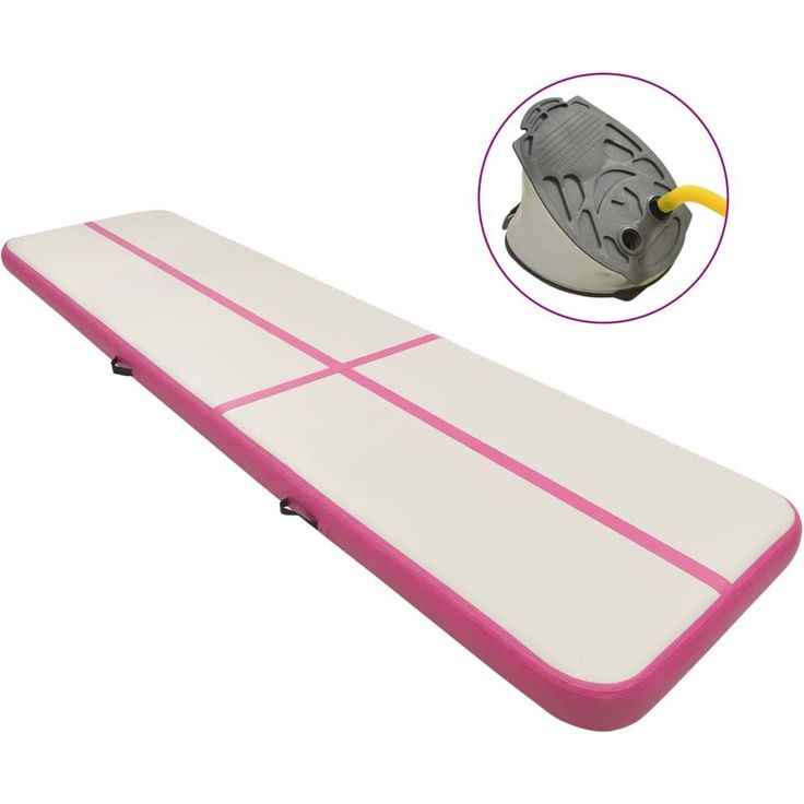 Täytettävä voimistelumatto pumpulla 700x100x20 cm PVC pinkki