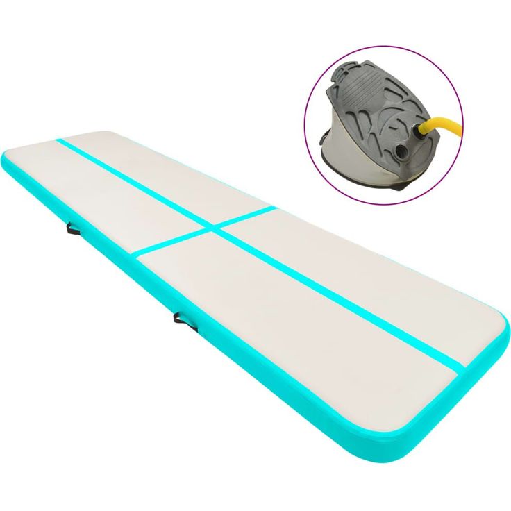Täytettävä voimistelumatto pumpulla 800x100x20 cm PVC vihreä